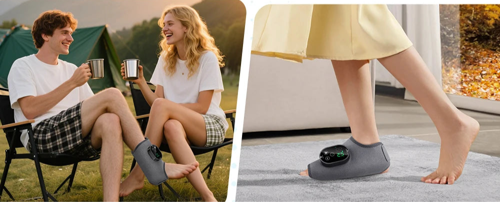 Electric Heating Vibration Foot Massager Winter Ankle Elbow Relax Muscles Massager Type-C Rechargeable Adjustable Strap Massager