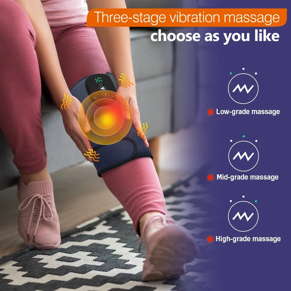 Electric Heated Vibration Knee Massage 3 in 1 Massager for Shoulder Elbow Hot Compress Relieve Muscle Fatigue Blood Circulation