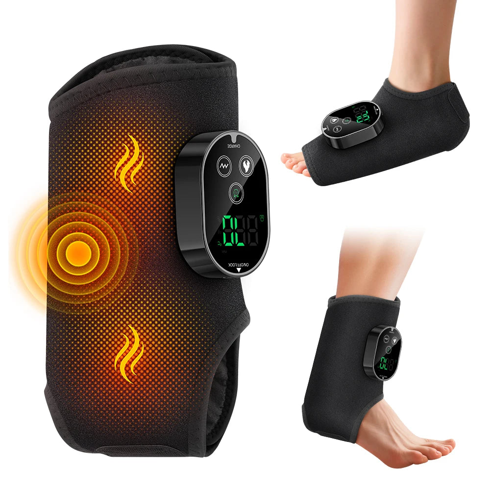 Electric Heating Vibration Foot Massager Winter Ankle Elbow Relax Muscles Massager Type-C Rechargeable Adjustable Strap Massager